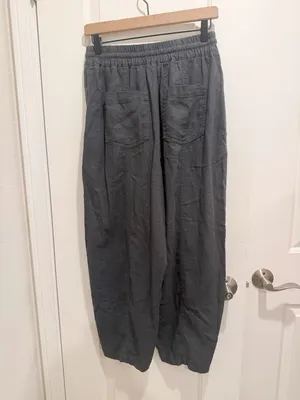 NWT ZARA Linen Blend Drawstring Pants in Charcoal‎ Grey size Small thumbnail 4