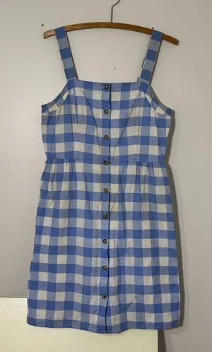 J. Crew Blue and White Gingham Check Button Down Sundress thumbnail 1