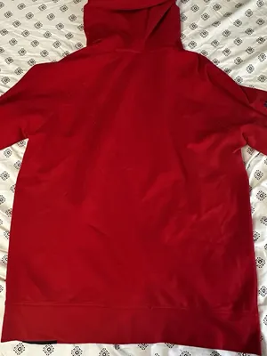 Reebok Fleece Hoodie, Red Drawstring Pockets black logo collared womens medium thumbnail 4