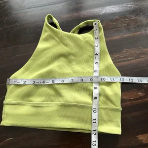 Lululemon Energy Sport Bra 4 High Neck Long Line Padded Strappy Vibrant Green thumbnail 4