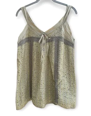 UO Lux Vintage Scandinavian Scalopped Eyelet Sleeveless Too thumbnail 1