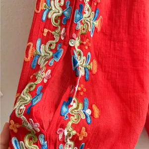 Fig & Flower Anthropologie Red Boho Embroidered Floral Peasant Blouse Womens 2X thumbnail 2