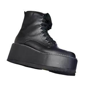 Liliana Shoes Black Leather Zip Archer 1 Chunky Platform Combat Boots Size 7.5 thumbnail 13