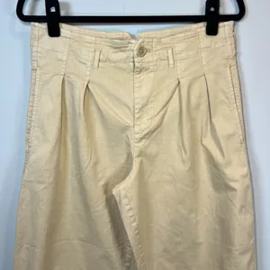 Maeve Anthropologie Remi Wide Leg Cropped Pants Beige High Waist Culottes Size 8 thumbnail 3