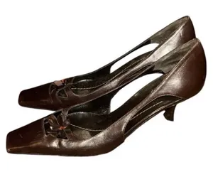 Kate Spade New York Brown Leather Square Toe Vintage Pump thumbnail 1