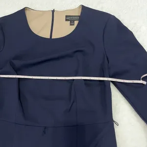 Navy Sheath Dress Women Sz 6 Connected Apparel Bell Sleeve Cocktail Work Midi thumbnail 7