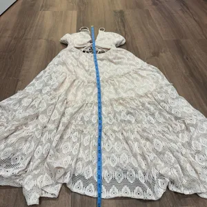 Indikah Womens Sexy Cream Lace Cut Out Tiered Midi Dress Flowy Size XS/Small thumbnail 10