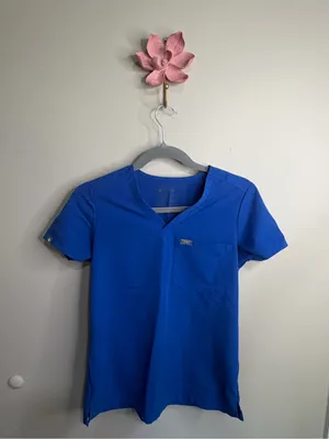Figs V-Neck Scrub Top in Cobalt Blue thumbnail 2