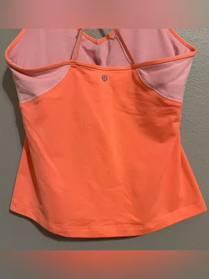 Lululemon Surya Pink Orange Strappy Back Athletic Yoga Tank Top Women’s Size 10 thumbnail 8