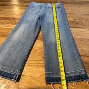 Seven7 Pacifica High Rise Wide Leg Jeans Medium Wash Raw Hem Size‎ 8 thumbnail 6
