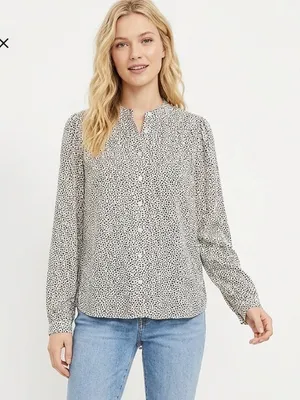 Loft black and white long sleeve floral top size small thumbnail 1