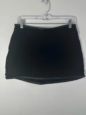 WeWoreWhat Black Mini Skirt Size 2 Faux Leather Trim thumbnail 2