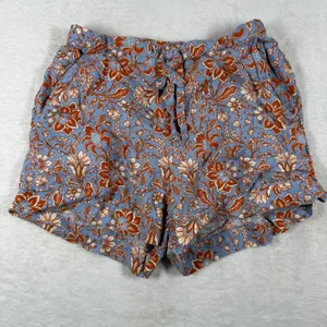 Rachel Zoe Blue Floral Linen Blend Short Sleeve Button Down Pajama Set Small‎ thumbnail 5