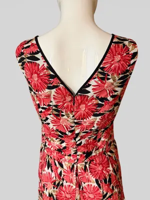Robbie Bee Coral Pink Floral V-Neck Midi Dress thumbnail 5