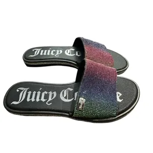 Juicy Couture Bling Slides Sandals Size 7 Rainbow‎ Rhinestone Shiny #S22-1 thumbnail 3