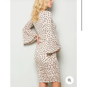 My Bump Maternity Dress, Polka Dot Bell Sleeves Body Con Dress,taupe And Black L thumbnail 2