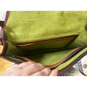 Vintage Unbranded Chocolate Brown Leather Crossbody Satchel 10x11 inches thumbnail 9
