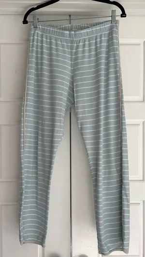 Lake Pajamas Pima Cotton Mint Stripe Pants, Medium thumbnail 1