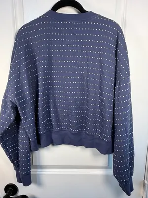 Aerie Blue Textured Dot Cropped Crewneck Sweatshirt- I also have the matching sh thumbnail 5