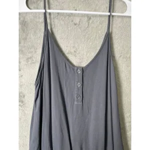 Monrow x Revolve‎ Vintage Gray Henley Romper Soft Jersey Sleeveless Lounge M NEW thumbnail 2