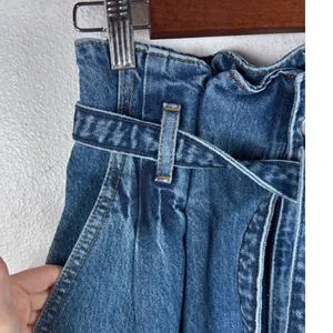 Abercrombie & Fitch Mom Jean Womens 26/2R‎ Blue Paperbag Waist Belted Straight thumbnail 4
