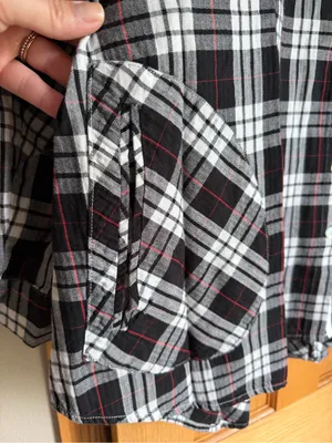 Joan Rivers Plaid Button Down Swing Shirt with Pockets Black White Red 2X thumbnail 3