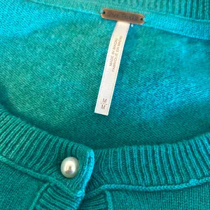 Free People Cashmere Teal Pearl Button-Up Cardigan Sweater thumbnail 9