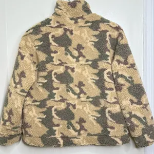 Shein Camo Faux Sherpa Jacket Oversized Small Faux Pockets Snap Closure thumbnail 3