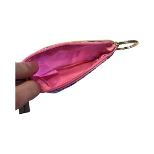 Lilly Pulitzer ID‎ Case Keychain Wallet Blue Pink Tropical Sea Life Gold Trim thumbnail 4