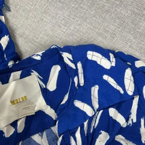 Maeve Anthropologie‎ Dress Womens XS Blue Geometric Henley 3/4 Sleeve thumbnail 8