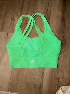 Buff Bunny Neon Green Strappy Sports Bra Small S Athletic thumbnail 3