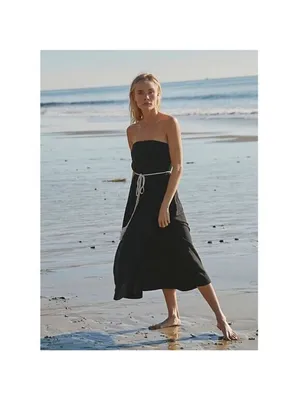 Free People Beach Peyton Tube Dress with White Rope/Beaded Belt Size L thumbnail 5