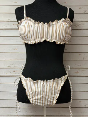 Tan and White Two-Piece Bikini Set  thumbnail 2