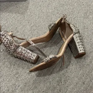 Zara 40 Silver Studded Block Heel Sandals thumbnail 3