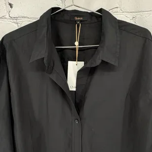 NWT Quince Poplin Long Sleeve Shirt Women's XL Black 100% Organic Cotton LS thumbnail 2