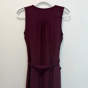 GAP Women's Medium Burgundy Sleeveless Button Front Midi Dress Tie Waist thumbnail 6
