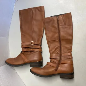 STEVE MADDEN‎ Albany Tall Cognac Brown Leather Equestrian Riding Boot Size 8 thumbnail 12