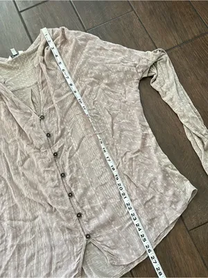 Lucky Brand Long Sleeve Button Down Boho Mauve/Tan Top size M thumbnail 4