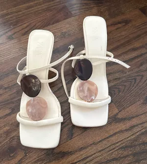 Zara Cream Beaded Heels thumbnail 1