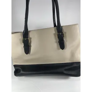 Kate Spade New York Beige/Black Colorblock Tote Zip Center, Pockets Gold thumbnail 4
