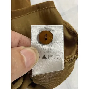 Blue Blush Womens Medium Olive Brown Satin Button Down Shirt Oversized Pocket To thumbnail 9