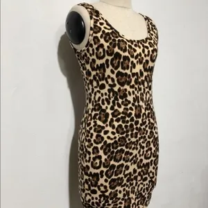 Leopard Print Bodycon Mini Dress NWT Brown Size M thumbnail 8