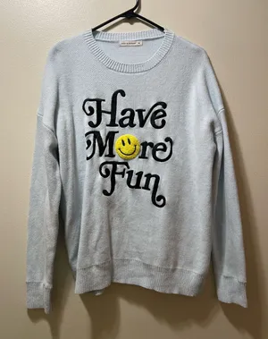 Moon & Madison Have More Fun Light Blue Sweater thumbnail 1