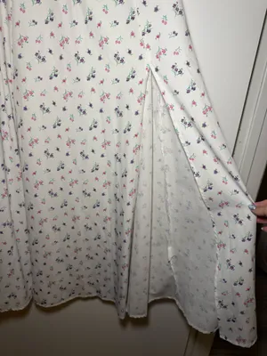 White Floral Off/On Shoulder Short Sleeve Maxi Dress Women’s XS thumbnail 6