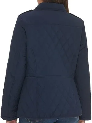 Tommy Hilfiger Women Quilted Button Down Water Resistant Jacket Navy Blue Size L thumbnail 3