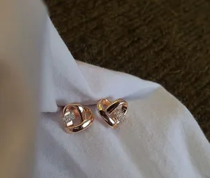 18K Gold Plated Love Heart Stud Earrings for Women thumbnail 2