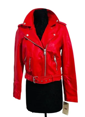 LEVI’s STRAUSS & CO Red Faux Leather Bomber Jacket thumbnail 1