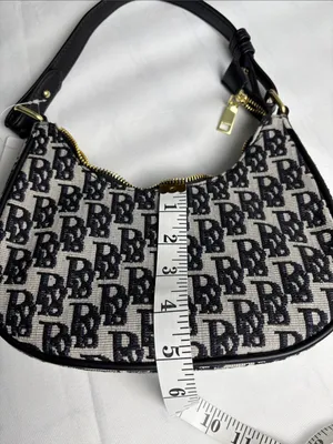 ZAR & RUILR Monogram Shoulder Bag With Crossbody Strap NWT Canvas Black White thumbnail 9