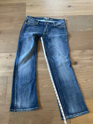 Wrangler Rock 47 Ultra Low Rise Bootcut Jeans Size 32X32 Embroidered/Rhinestones thumbnail 5