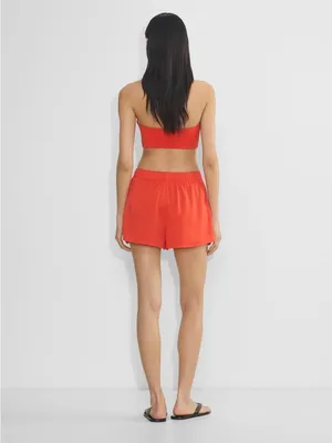 Aritzia Wilfred Distill Short Poppy Red high rise pull on sateen minimalist XS thumbnail 4